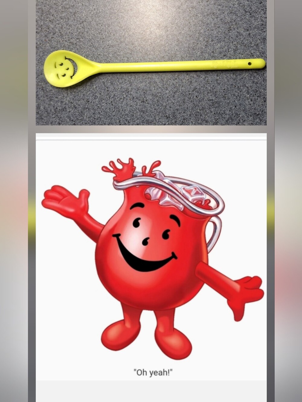 Vintage Kool-Aid Smiley Face Stirring Spoon "OH YEAH", Yellow/Green